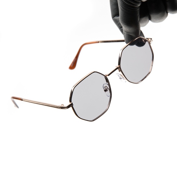 Grey Tint Gold Frame Vintage Sunglasses - Picture 1 of 5